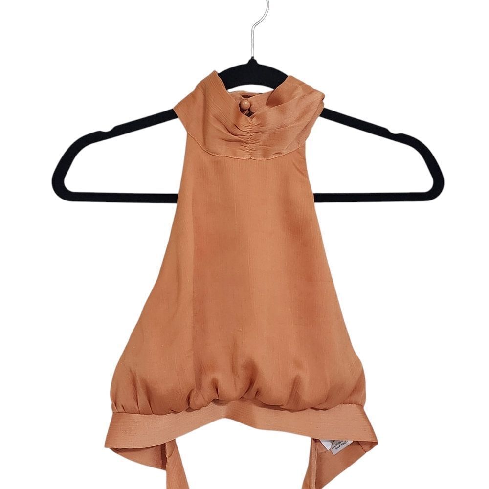 Princess Polly Halter Top 6 Peachy Copper Open Tie Back Festival Summer